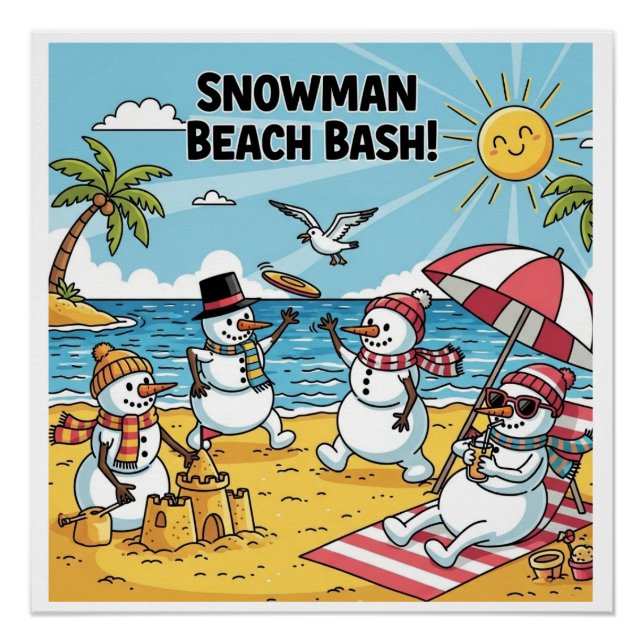 Pôster Snowman Beach Bash (Frente)