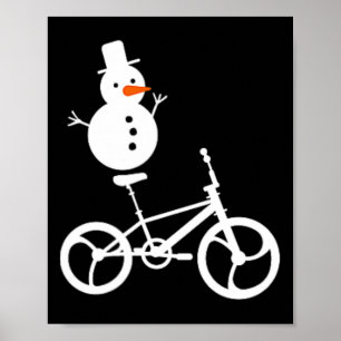 Poster Snowman Bmx Bike Christmas Winter Funny Cycling Sp