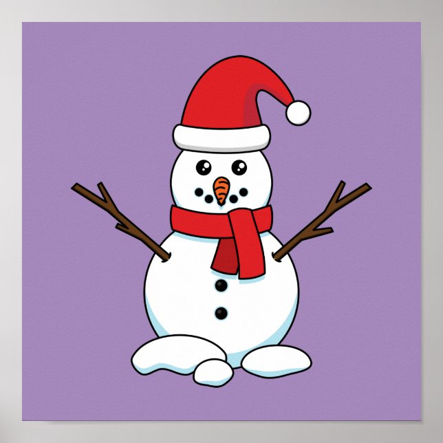 Poster Snowman com Red Bonnet e Scarf (Frente)