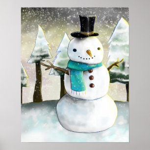 Poster Snowman em Desenho de Natal