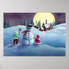 Poster SNOWMAN & KIDS por SHARON SHARPE