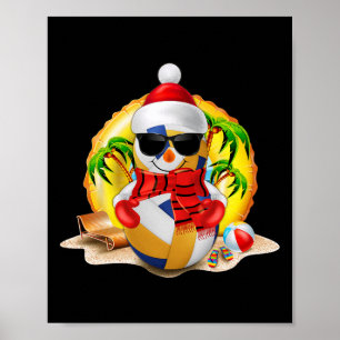 Poster Snowman Voleibol Papai Noel Natal Em Julho