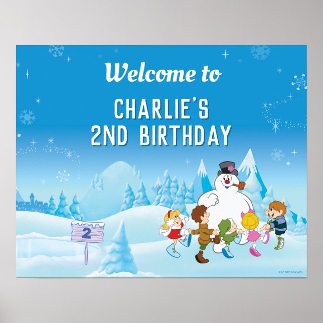 Poster Snowman™ Winter Birthday Sign (Frente)