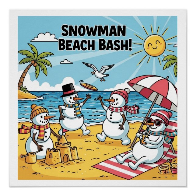 Pôster Snowmen Beach Bash (Frente)