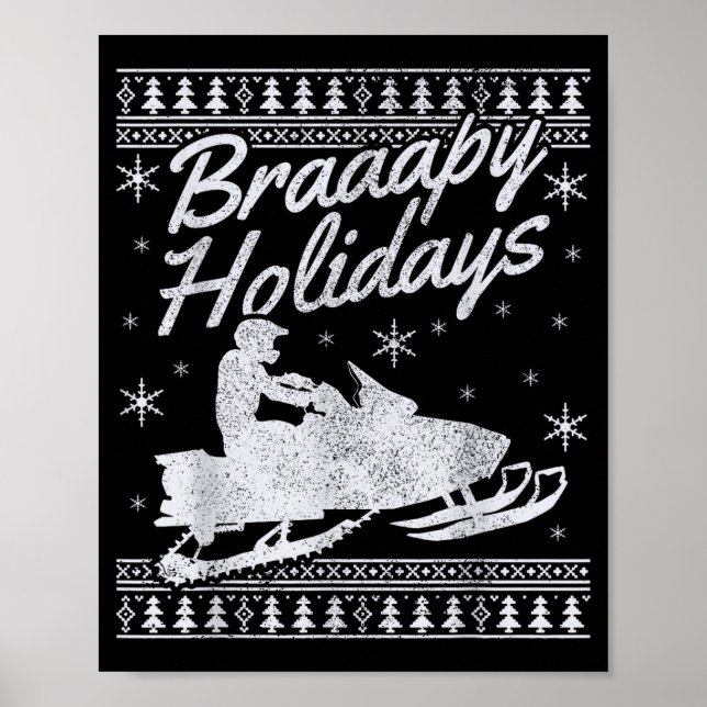 Poster Snowmobile Braapy Holidays Funny Braap Ugly Christ (Frente)