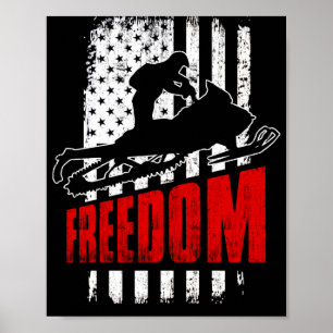 Poster Snowmobile Snowmobiling Freedom Flag EUA