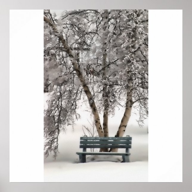 Poster Snowy Bench Poster/Impressão (Frente)