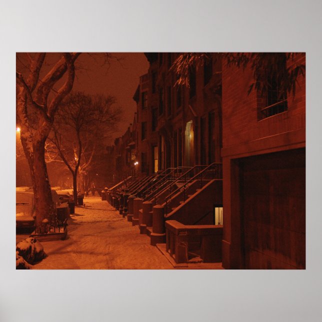 Poster Snowy Brownstones - Noite (Frente)