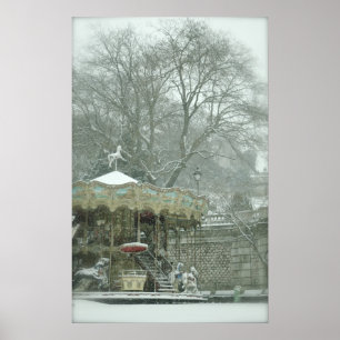 Pôster Snowy carousel Paris