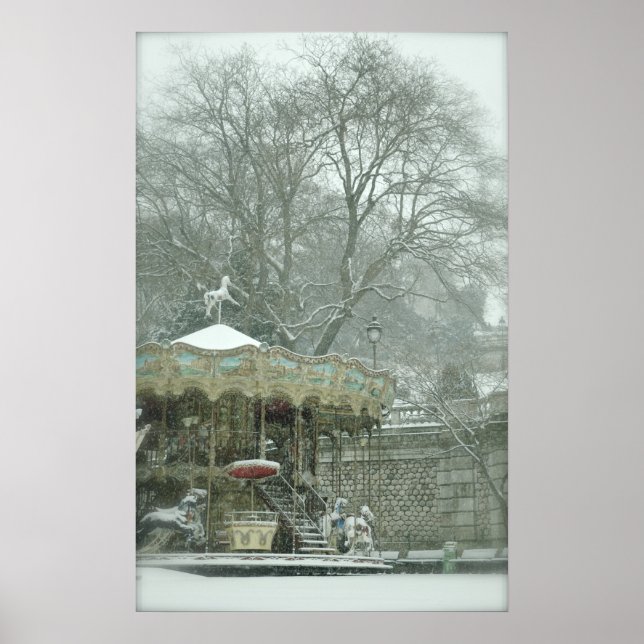 Pôster Snowy carousel Paris (Frente)