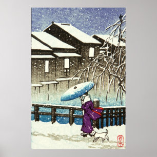 Poster Snowy Evening Kawase Hasui 1930