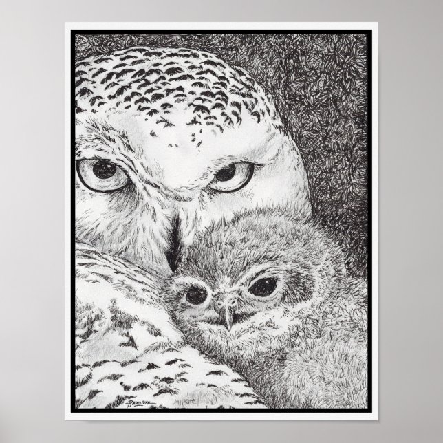 Poster Snowy Owl and Baby Owl (Frente)