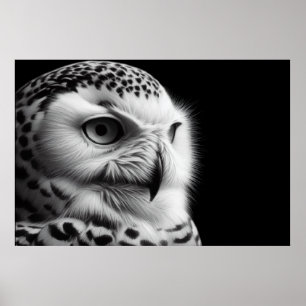 Poster Snowy Owl em preto-e-branco