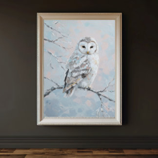 Pôster Snowy Owl on Winter Branch – Tranquil Nature Art