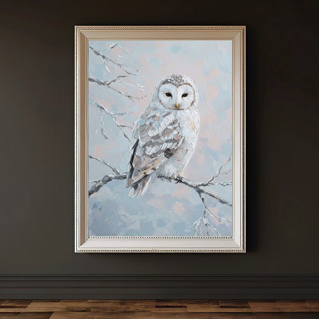 Pôster Snowy Owl on Winter Branch – Tranquil Nature Art (Criador carregado)