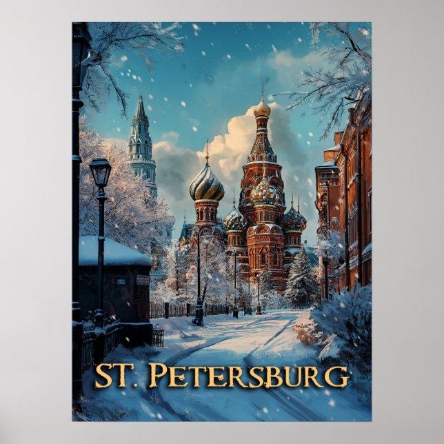 Poster Snowy Russo Charm - Rua. Petersburg Winter Viagem (Frente)