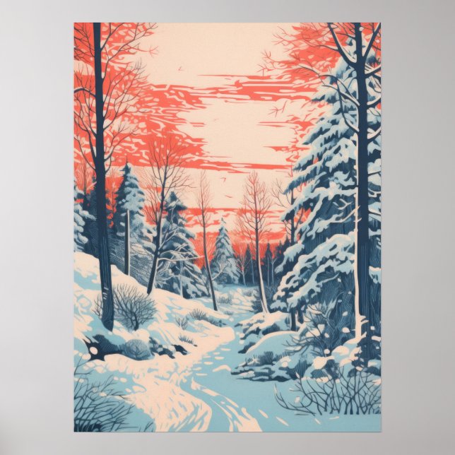 Poster Snowy Sunset Serenity (Frente)