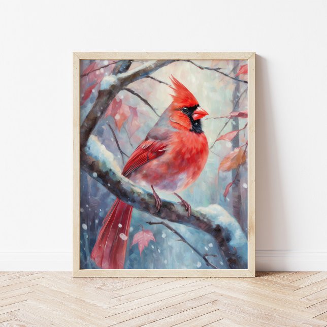 Poster Snowy Winter Cardinal Modern Art (Criador carregado)