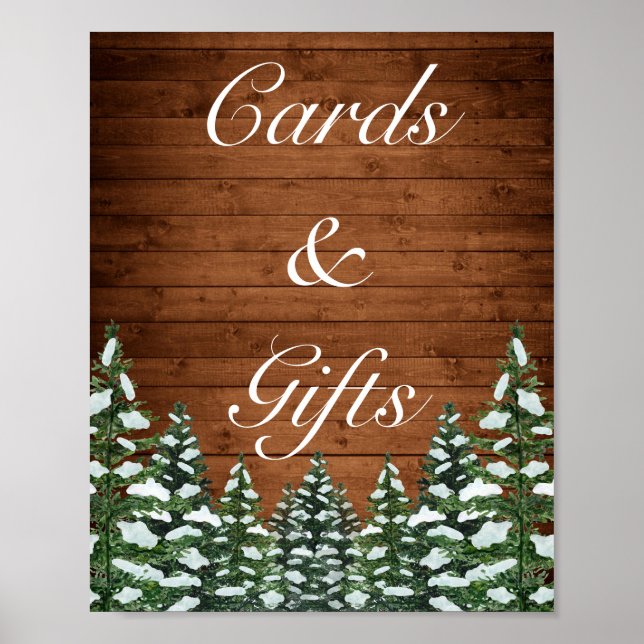 Poster Snowy Wood e Forest Country Cards dão casamento (Frente)