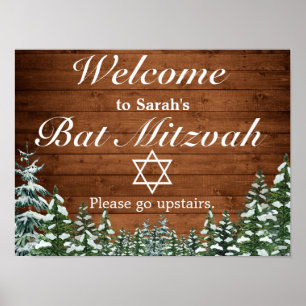 Poster Snowy Wood & Forest Bar Bat Mitzvah Sinal de Boas-
