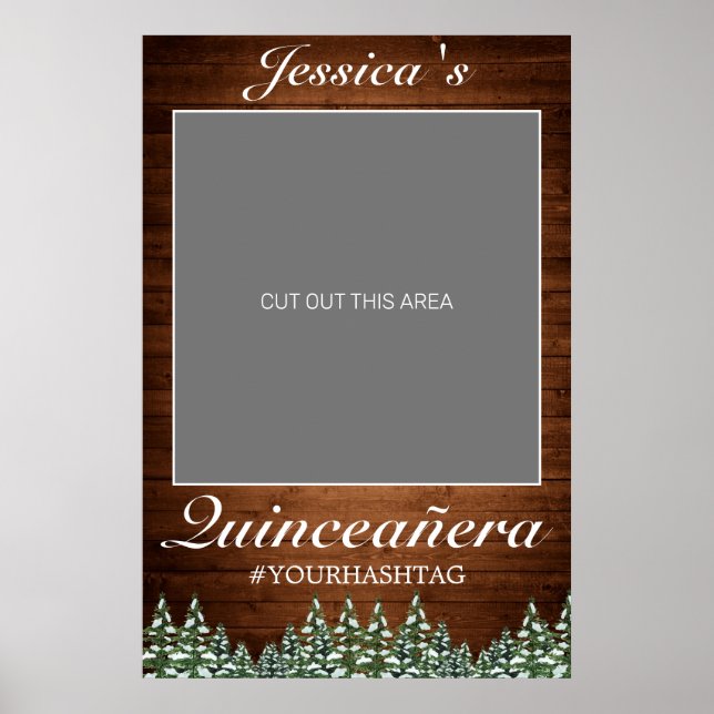 Poster Snowy Wood & Forest Country Quinceañera Foto Prop (Frente)