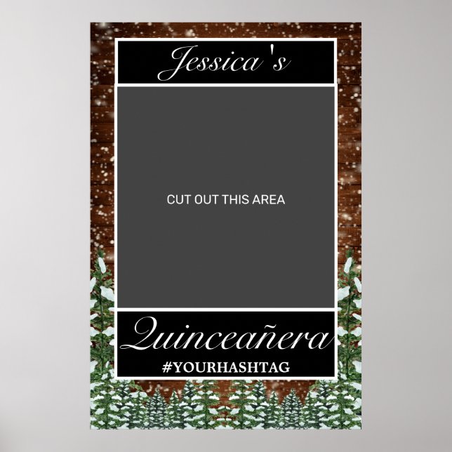 Poster Snowy Wood & Forest Country Quinceañera Foto Prop (Frente)