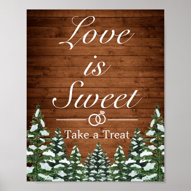Poster Snowy Wood & Forest Country Wedor Sign (Frente)