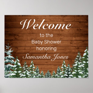 Poster Snowy Wood & Forest Pine - Sinal de Boas-vindas ao
