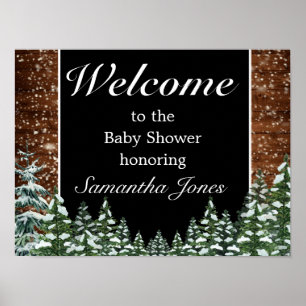 Poster Snowy Wood & Forest Pine - Sinal de Boas-vindas ao
