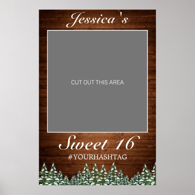 Poster Snowy Wood & Forest Rural Pine Sweet 16 Foto Prop (Frente)
