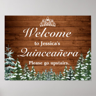Poster Snowy Wood & Forest Tiara Quinceanera Sinal de Boa
