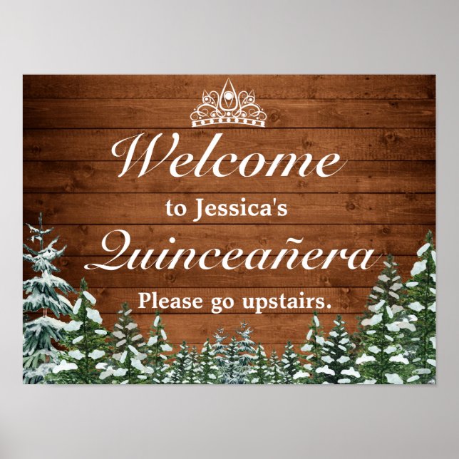 Poster Snowy Wood & Forest Tiara Quinceanera Sinal de Boa (Frente)