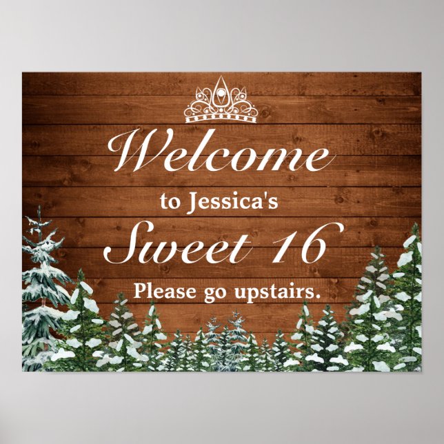 Poster Snowy Wood & Forest Tiara Sweet 16 Sinal de Boas-v (Frente)