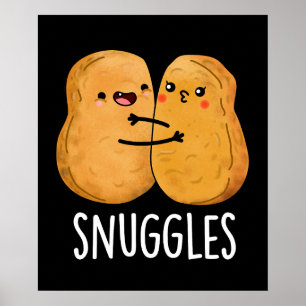 Poster Snuggets Engraçado Casal Nugget Pun Dark BG