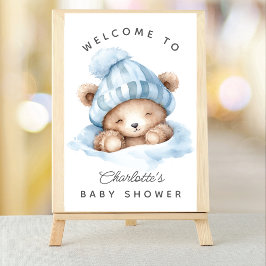 Poster Snuggle Up Bear Chá de fraldas Sinal de Boas-vinda