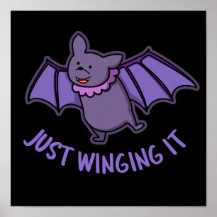 Poster Só Apontando Engraçado Bat Pun Dark BG