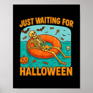 Poster Só Esperando O Esqueleto Engraçado Do Halloween Fl