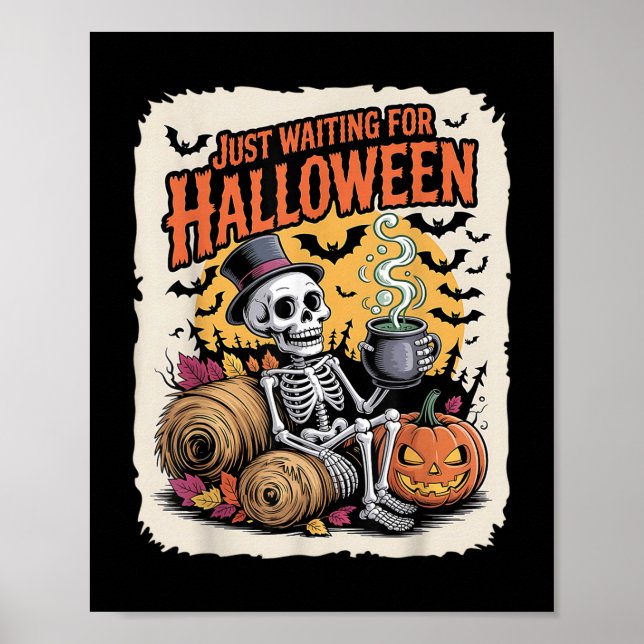 Poster Só Esperando O Halloween - Esqueleto Engraçado Pum (Frente)