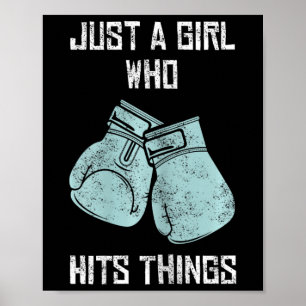 Poster Só Uma Garota Que Bate Nas Coisas Boxando Mulheres