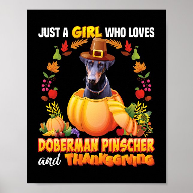 Poster Só Uma Menina Que Ama O Cachorro Doberman Pinscher (Frente)