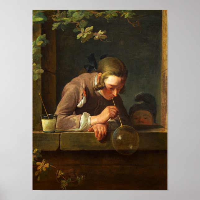 Poster Soap Bubbles, 1733-1734, por Jean Simeon Chardin (Frente)