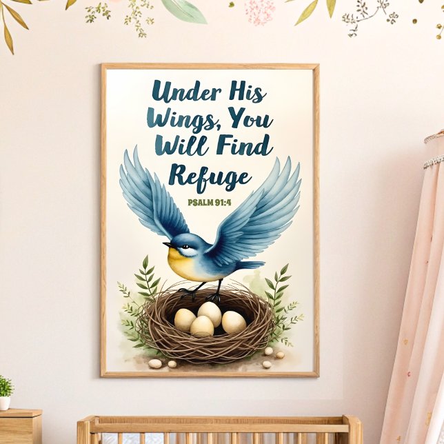 Poster Sob As Asas Boho Christian Nursery Wall Art (Criador carregado)
