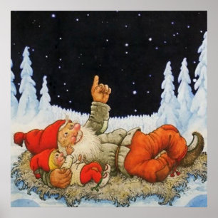 Poster “Sob as Estrelas” Gnomos por Jenny Nystrom