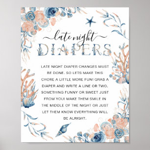 Poster Sob o Chá de fraldas do mar "Fralda noturna tardia