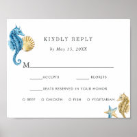 Sob o Mar Wedding RSVP com Meal Choice