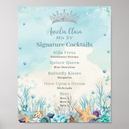 Poster Sob o Menu Bar Sea Quinceanera Cocktails
