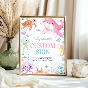 Poster Sob o Sinal de Mesa Personalizada da Festa Animal 