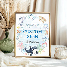 Poster Sob o Sinal de Mesa Personalizada do Sea Watercolo