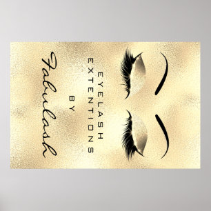 Poster Sobrancelhas Glam Dourados do Lux do nome do salã