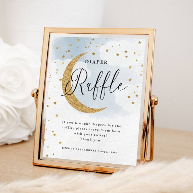 Poster Sobre a Fralda azul Lua Chá de exibição de Raffle (Criador carregado)